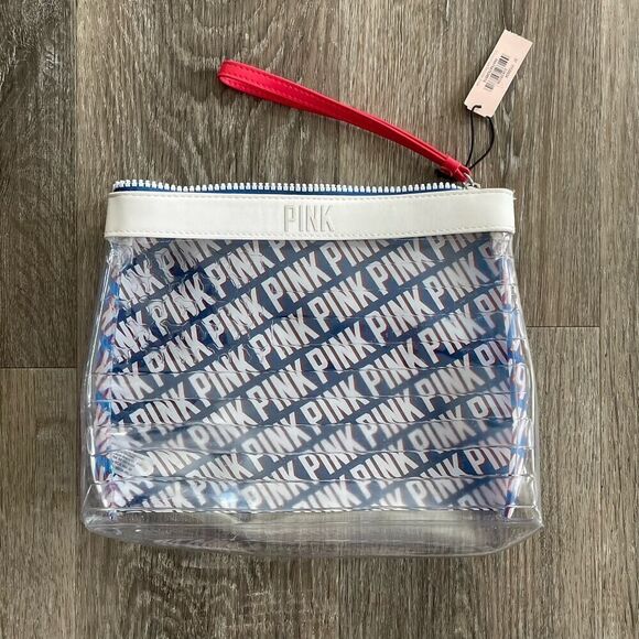 NWT Pink by Victoria’s Secret Americana Red White Blue Cosmetic Bag - Picture 1 of 4
